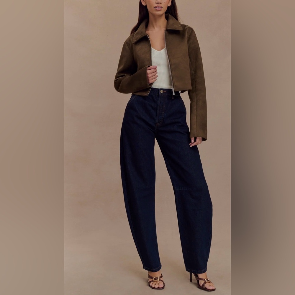 Meshki HAYES Faux Suede Collared Jacket - Picture 1 of 9
